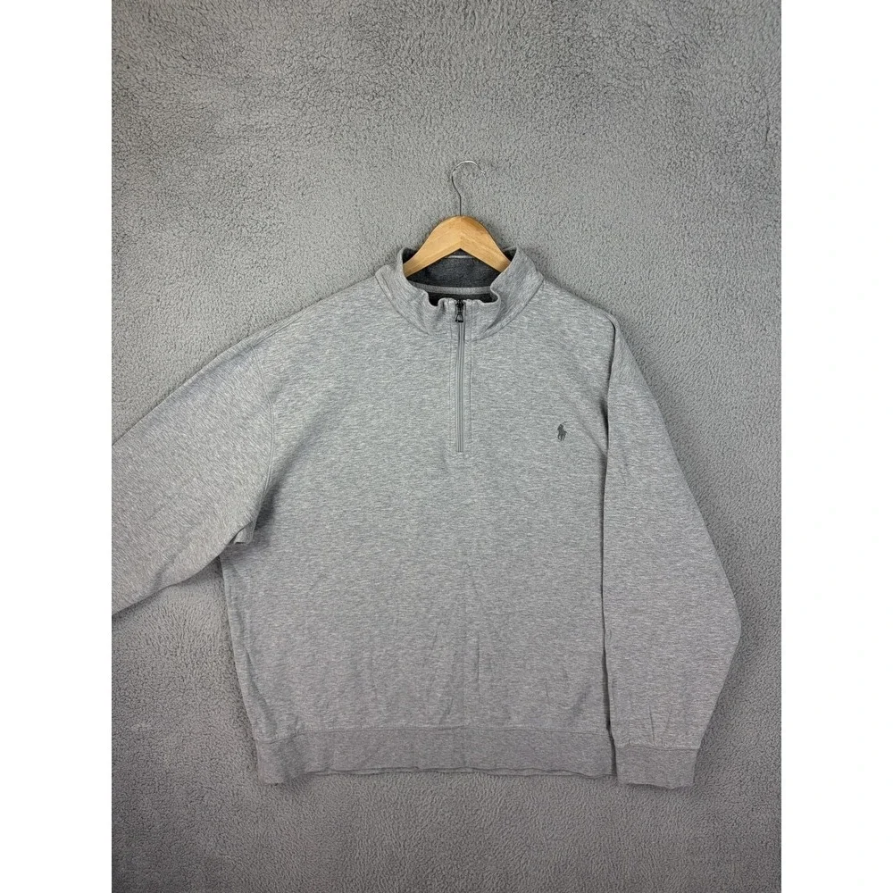 Polo Ralph Lauren Sweatshirt Mens 2XB Gray 1/4 Zip Mock Neck Fleece Pullover Men